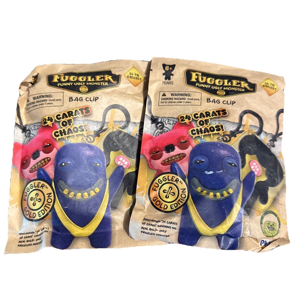Fuggler Bag Clip Gold Edition Blind Bag Sealed 24 Carats of Chaos Set Of 2‎